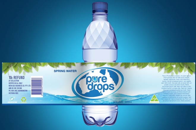 Label Design #39 | 'Pure Drops Spring Water' design project ...