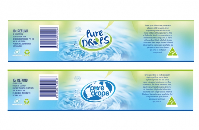 Label Design #71 | 'Pure Drops Spring Water' design project ...