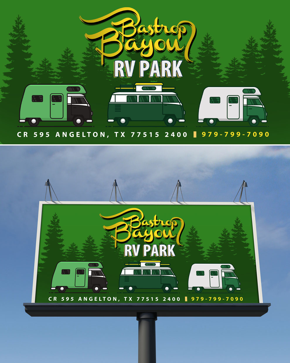 Billboard Design #26 | 'Bastrop Bayou RV Park' design project |  DesignContest ®