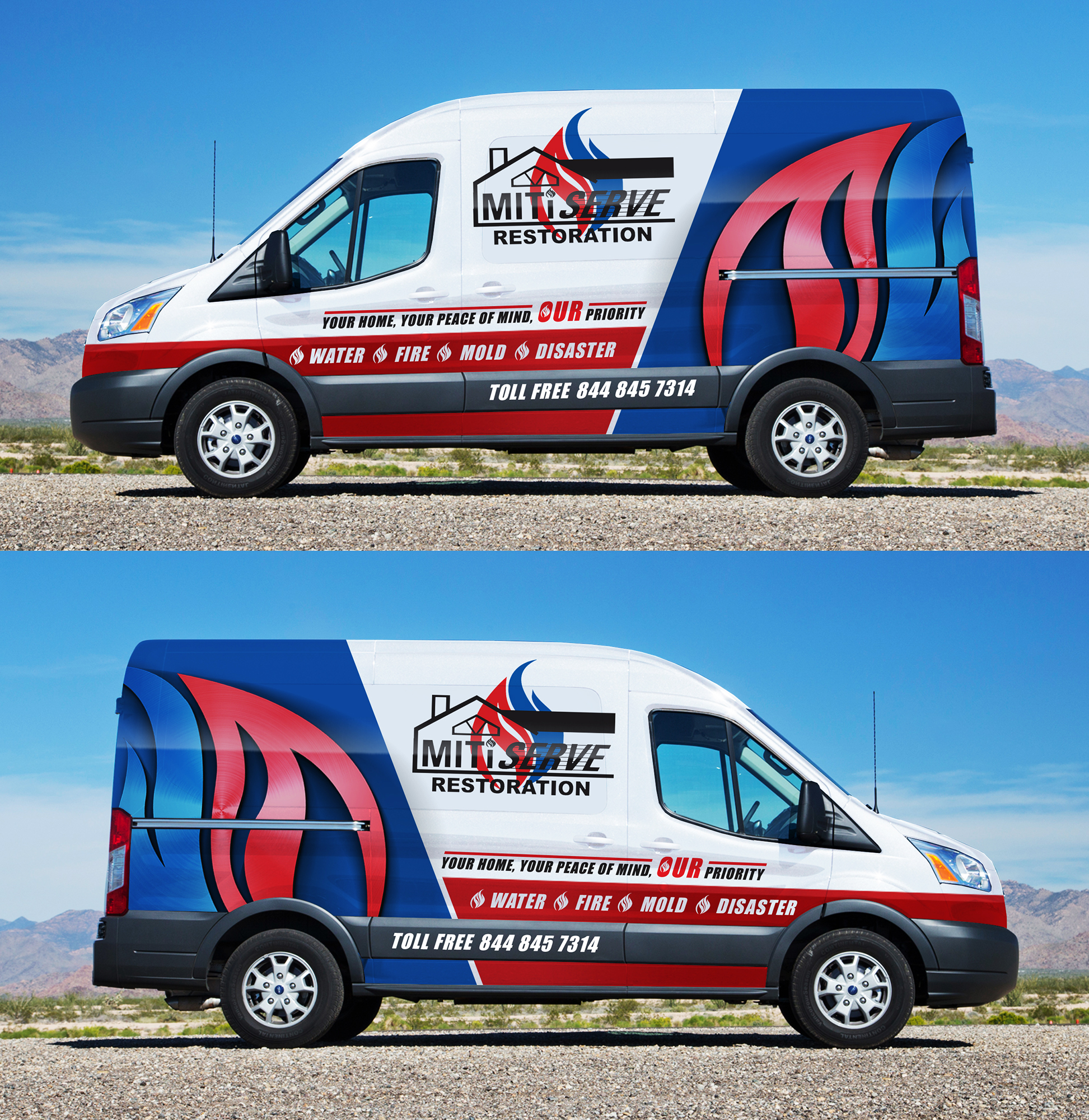 Car Wrap Design #14 | 'Mitiserve Restoration' design project |  DesignContest ®